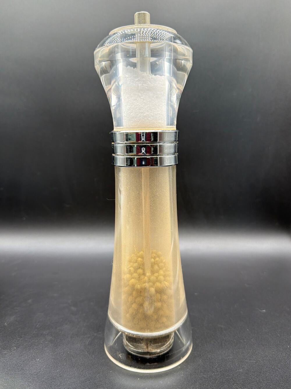 Vintage Olde Thompson Salt Pepper Mill Acrylic Carbon Steel Grinder USA 10”